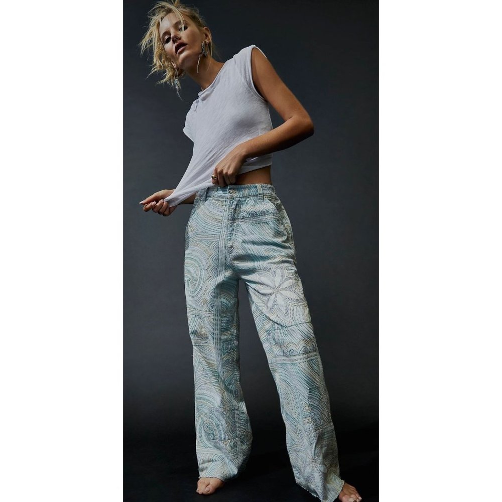 Free People We The Free Collection Women's Solstice Slouchy Wide-Leg Jeans Sz 27